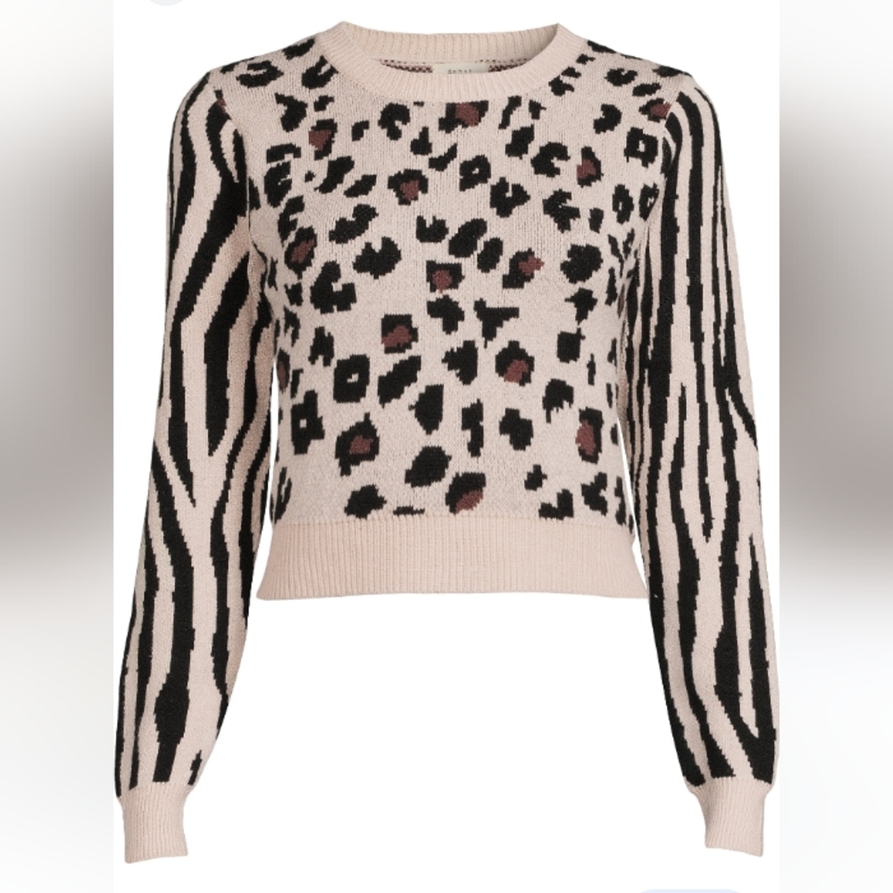 NWT Dreamers by Debut Animal Print Pullover Sweater, Women/Junior
